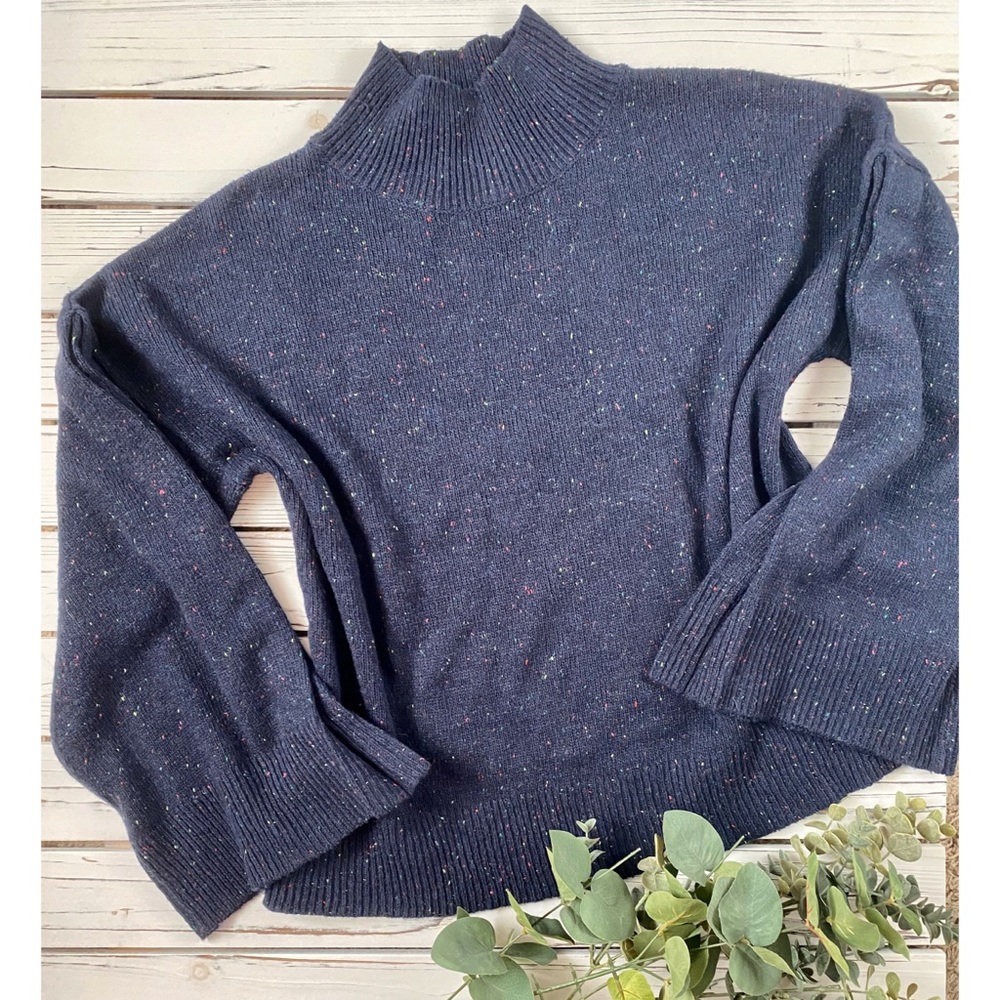 NWT Navy Bell Sleeve Turtleneck Sweater